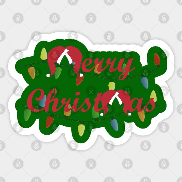 Classic Merry Christmas with Santa Hat M's - Red Font Sticker by Humerushumor